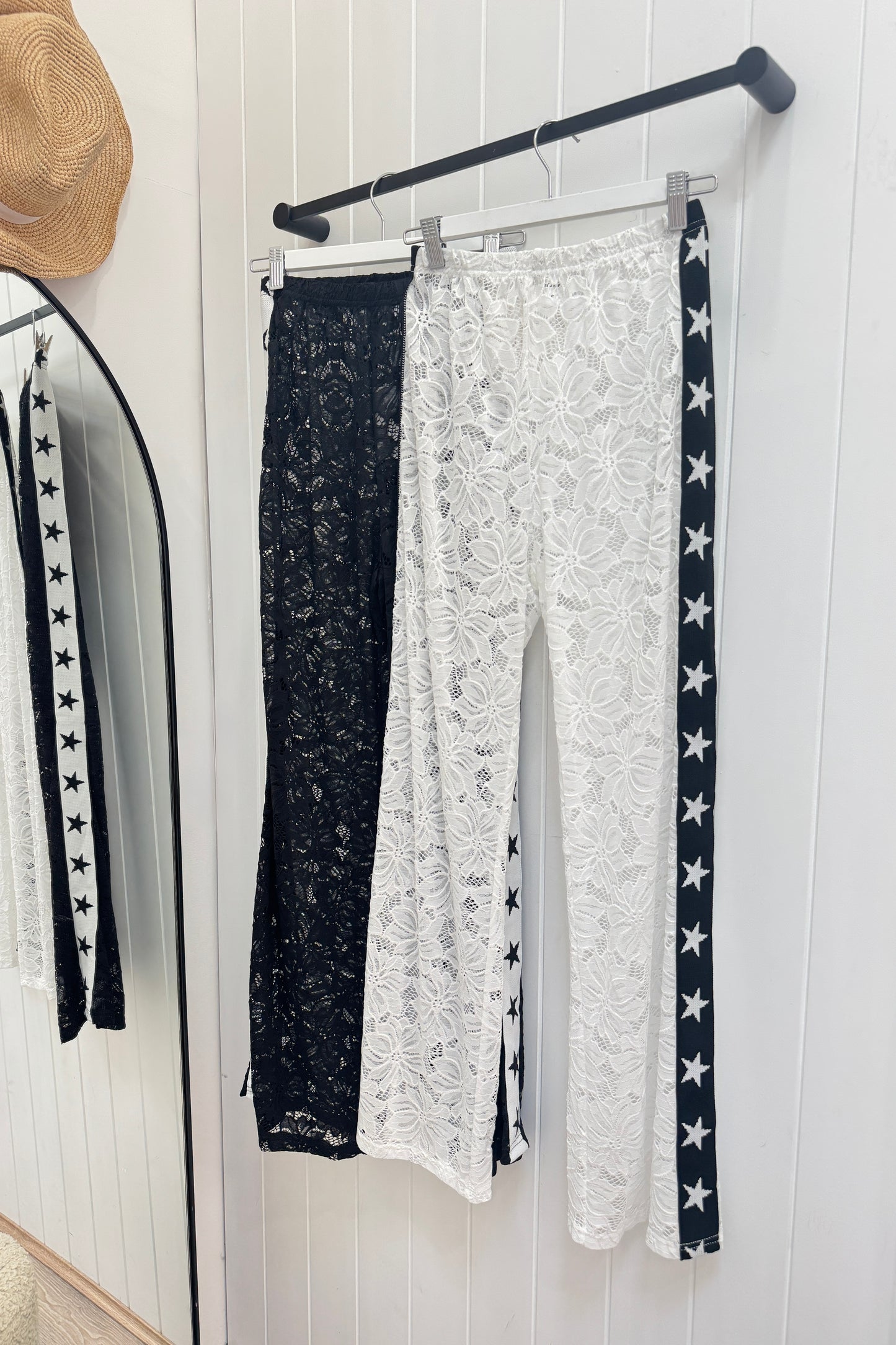 Star Lace Pants, Black