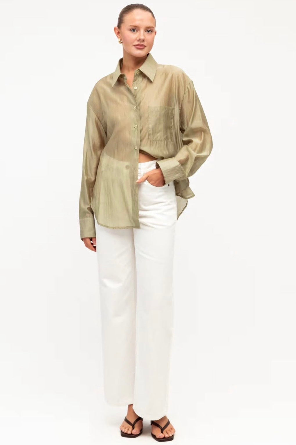Jerry Sheer Shirt, Khaki