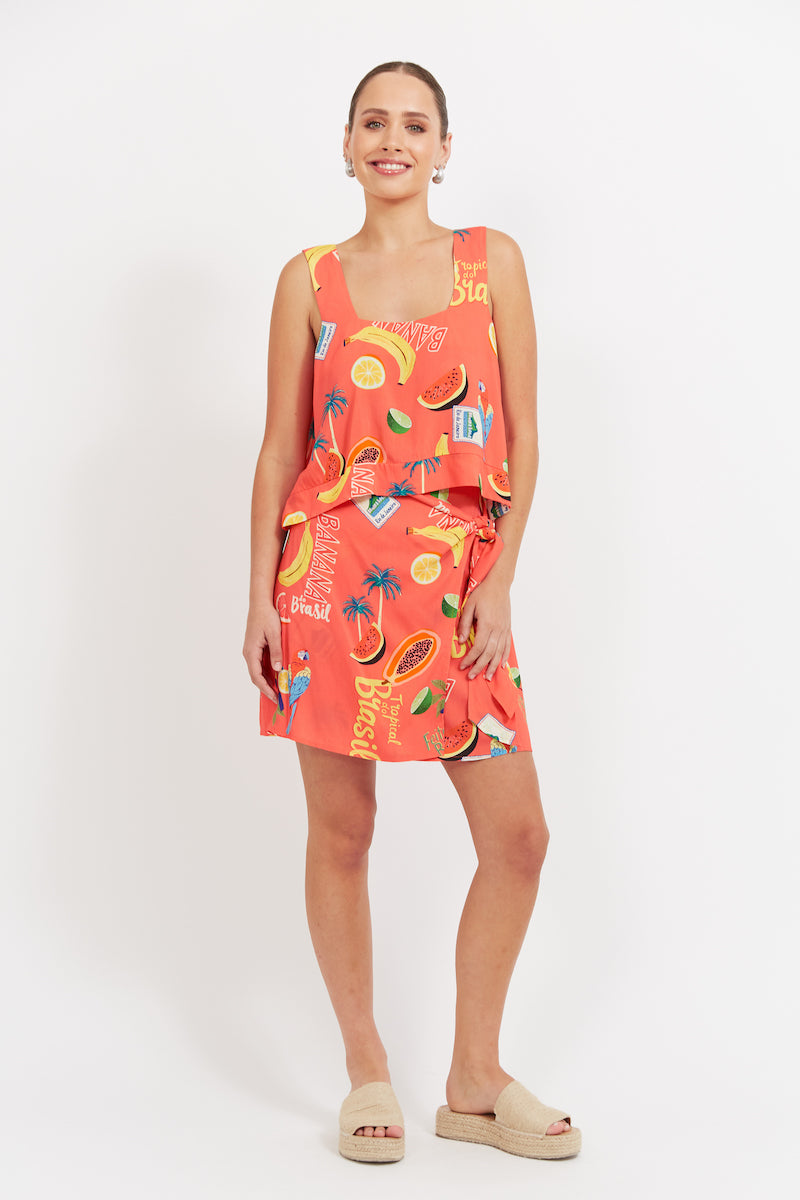Cabana Mini Skirt, Coral