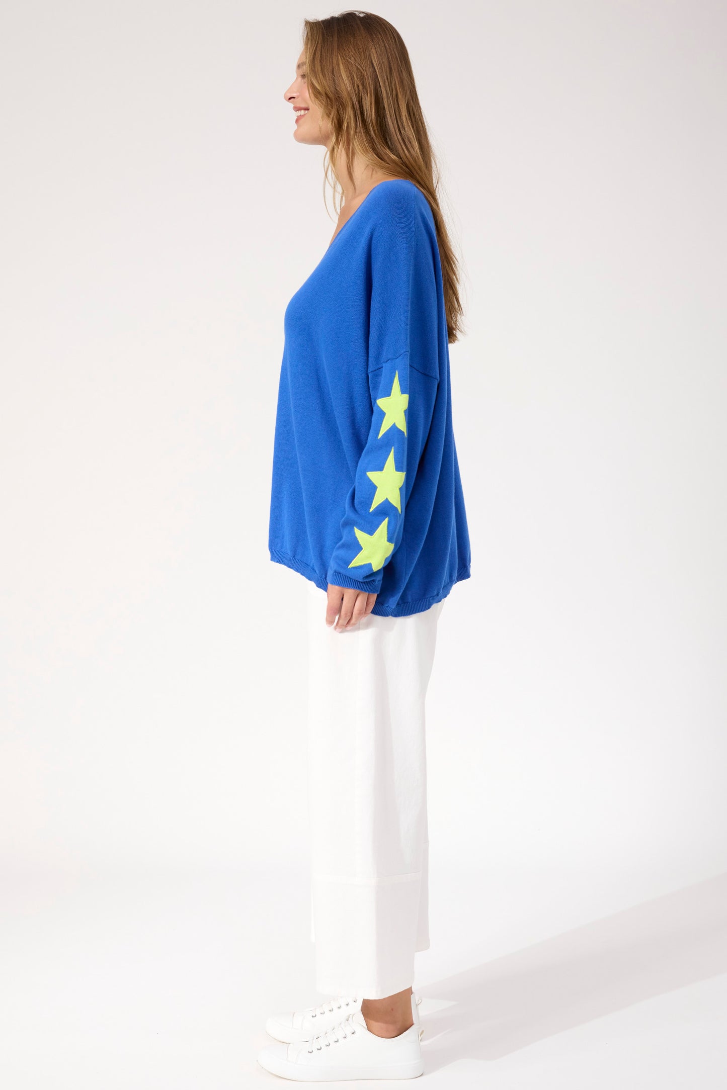 Vermont Star V Neck Jumper, Cobalt