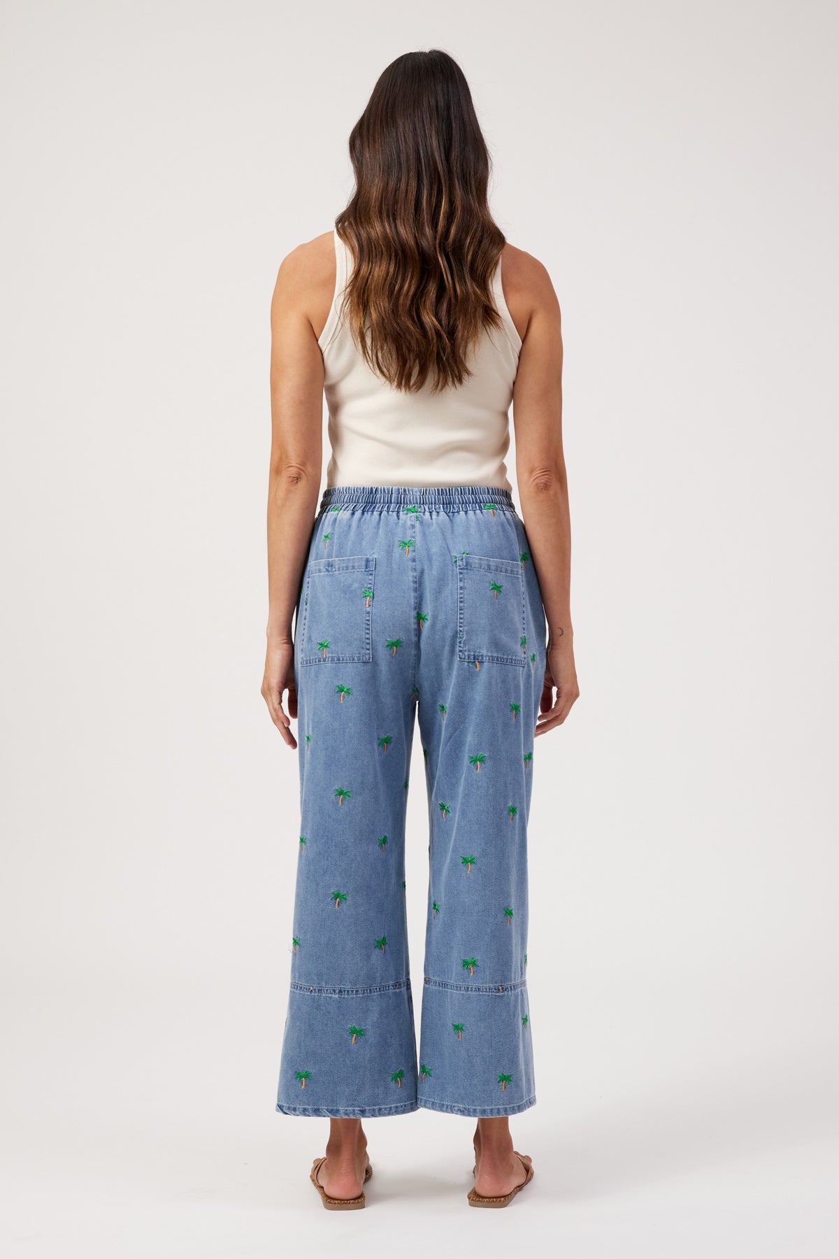 Mauritius Embroidered Denim Pant, Blue