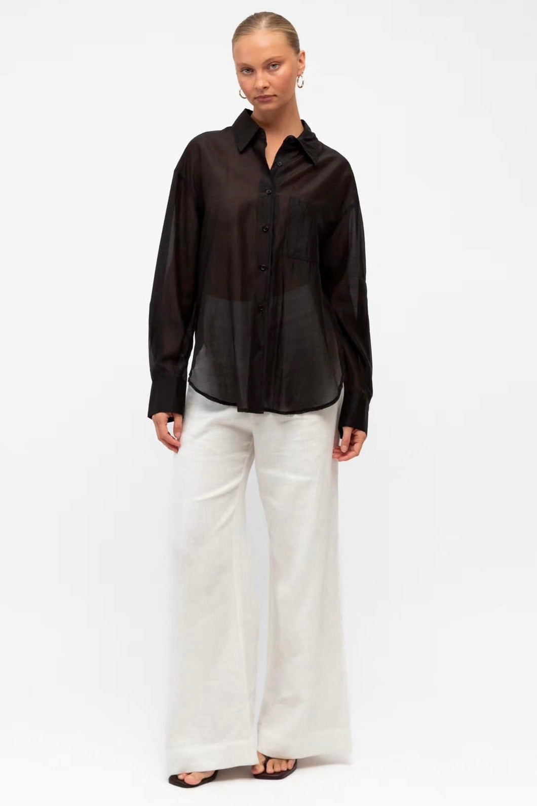 Jerry Sheer Shirt, Black