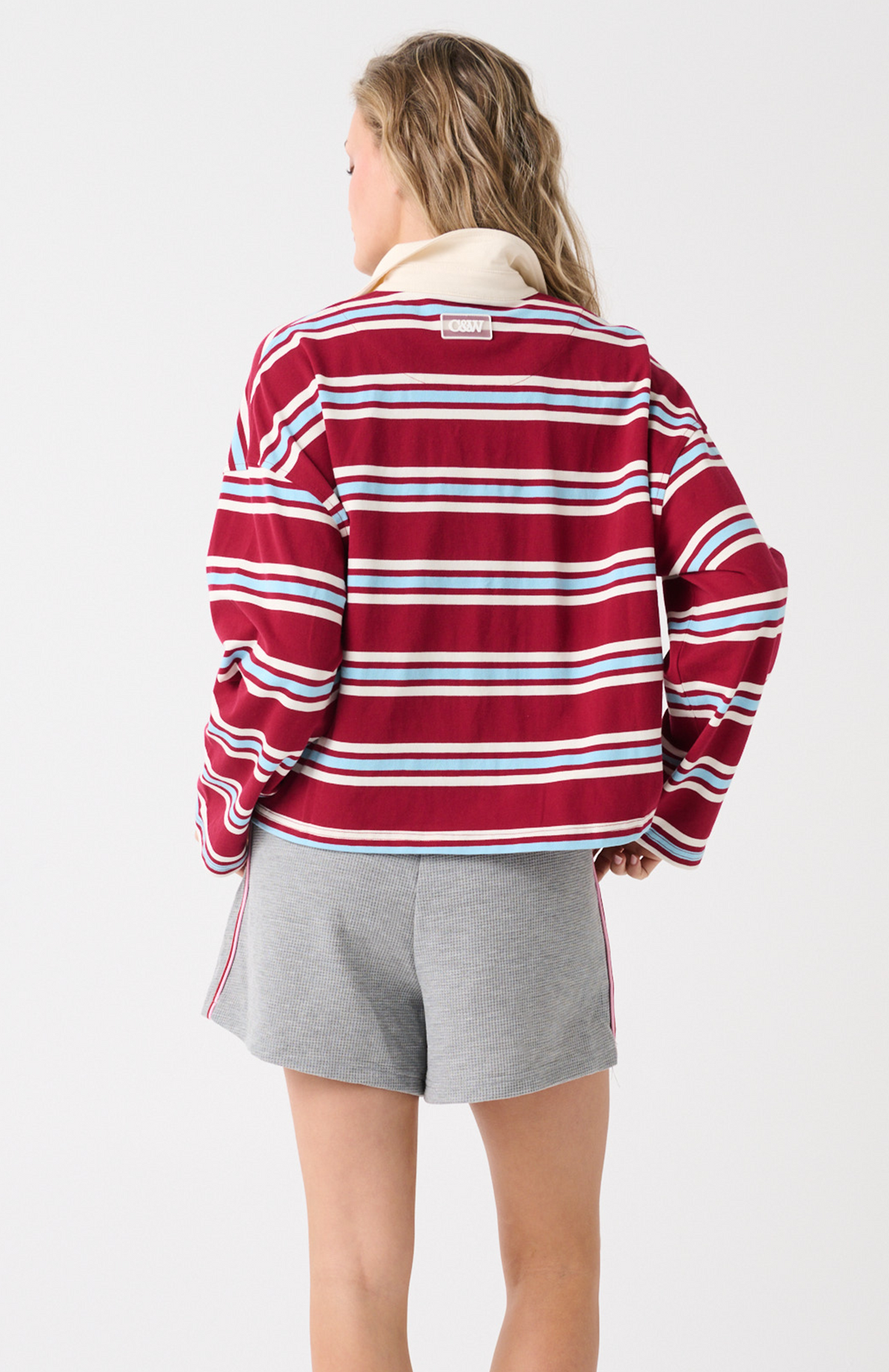 Alissa Rugby Tee, Raspberry Stripe