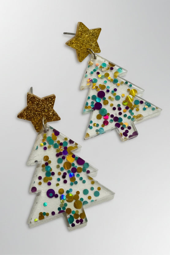 Glitter Tree Earrings