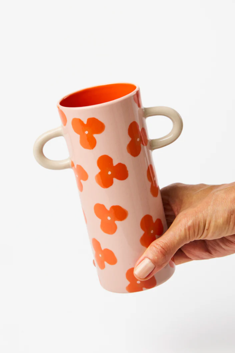 Griffe Vase, Pink Red Floral