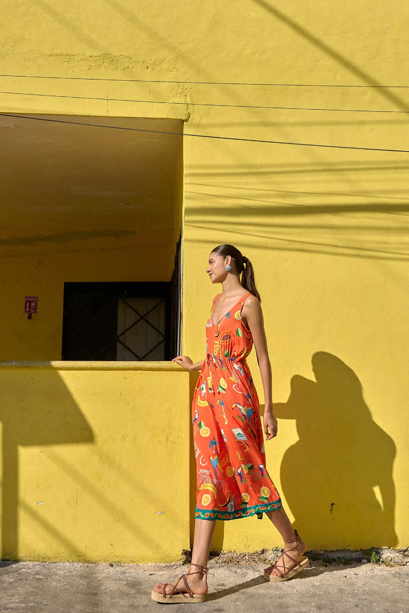 Cabana Tie Dress, Coral