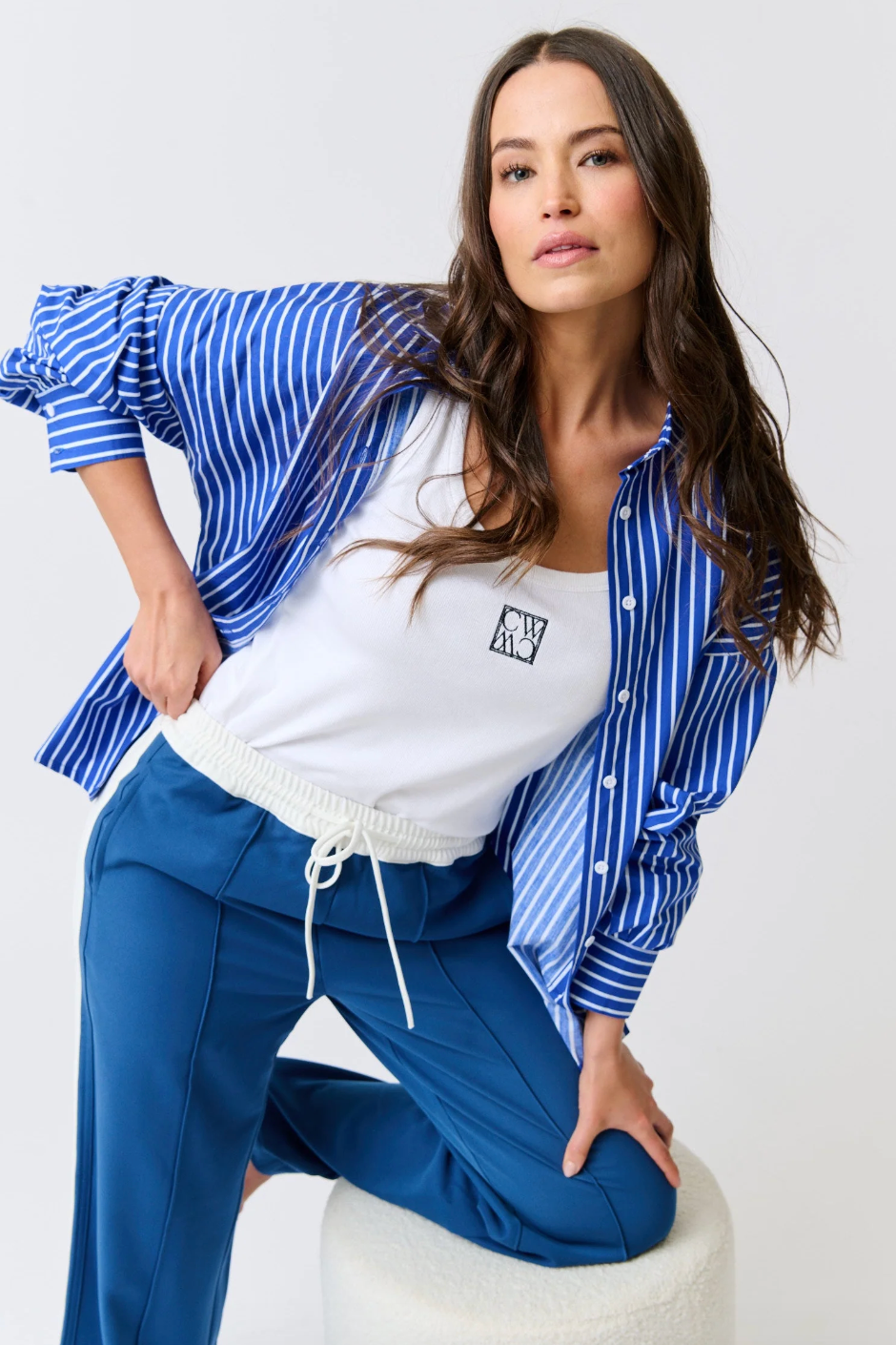 Tammy Shirt, Cobalt Stripe