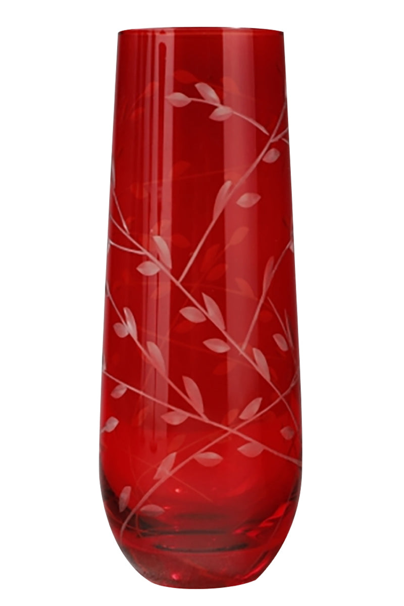 Red Stemless Champagne Flute
