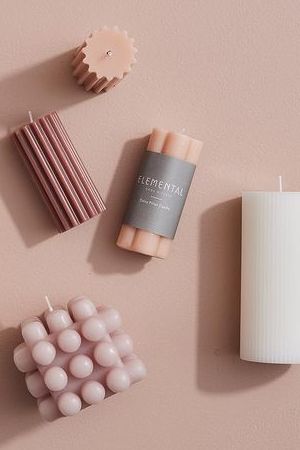 Ribbed White Pillar Candle