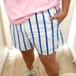 Bergen Shorts, White/Blue Stripe