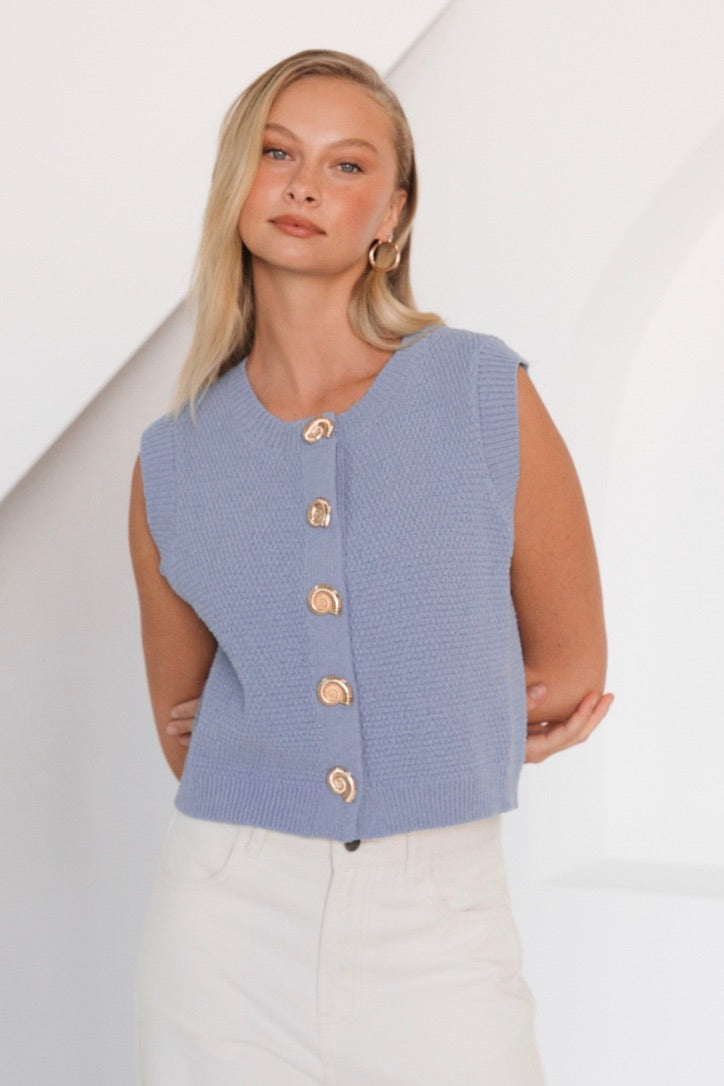Sari Shell Vest, Blue - FRANKIE + COCO