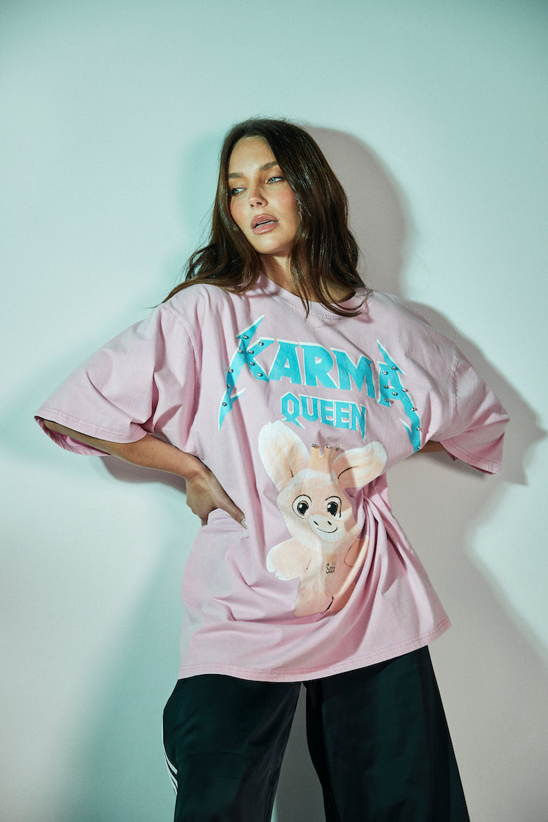 The Karma Queen Bling Tee,Pink
