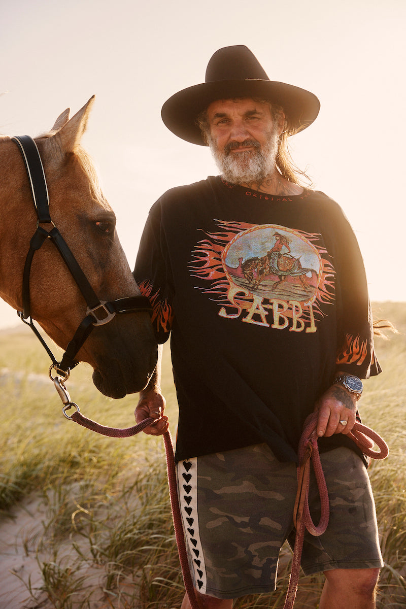 The Very Oversized Flaming Cowboy Tee, Black