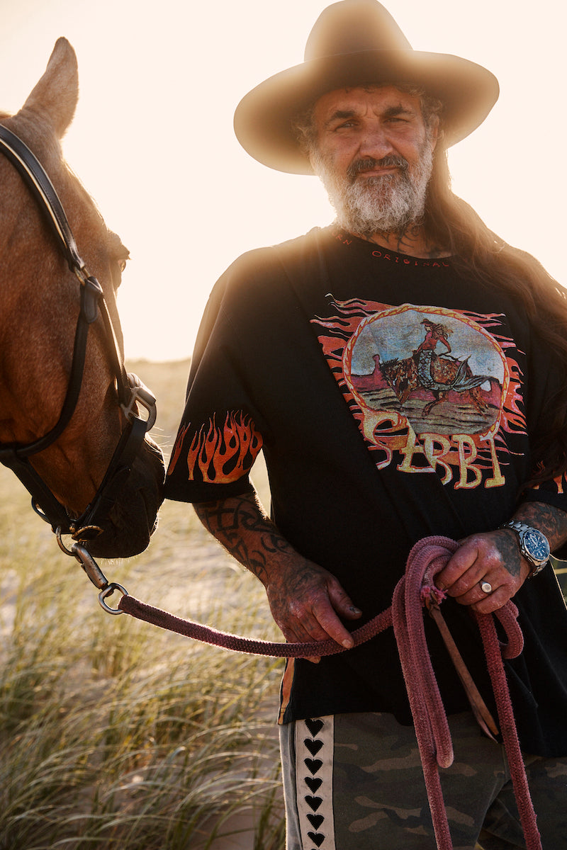 The Very Oversized Flaming Cowboy Tee, Black