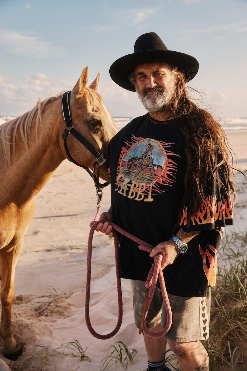 The Very Oversized Flaming Cowboy Tee, Black