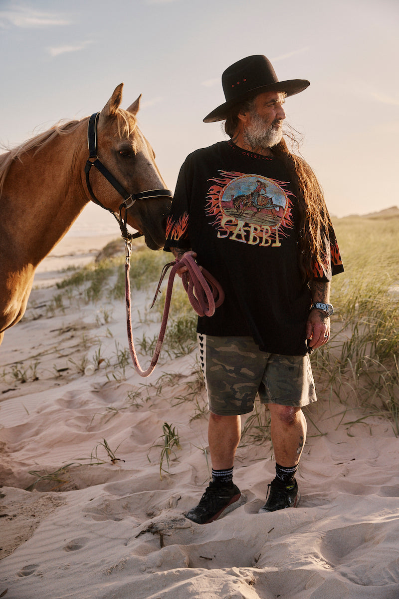 The Very Oversized Flaming Cowboy Tee, Black