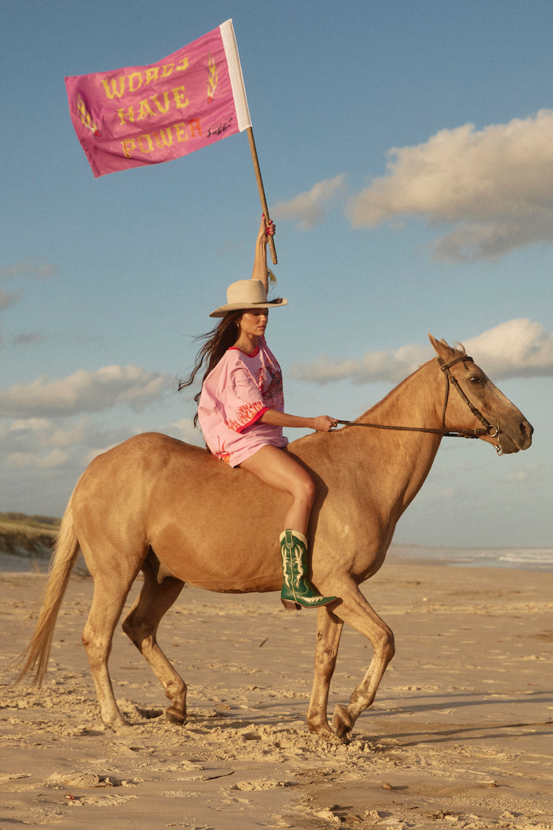 The Very Oversized Flaming Cowboy Tee, Pink