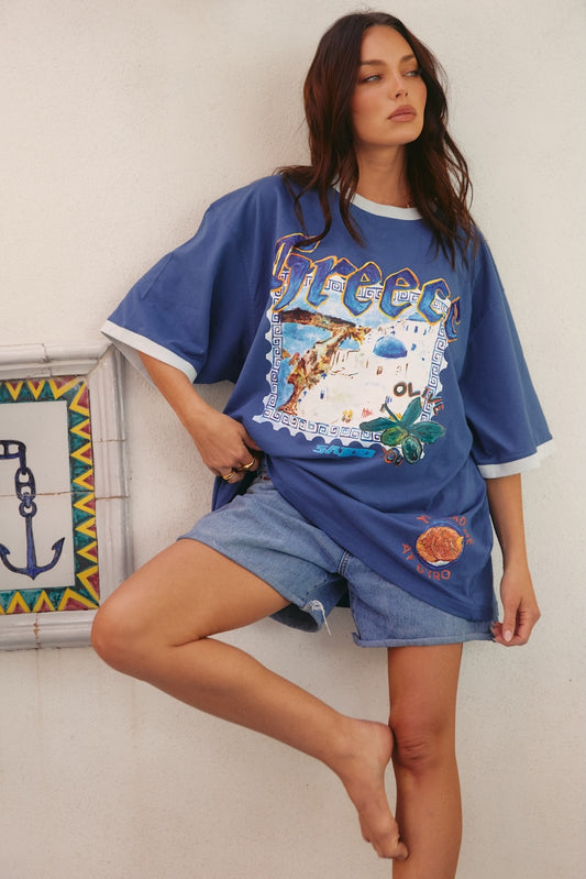 The Very Oversized Love Notes Greece Tee, Navy