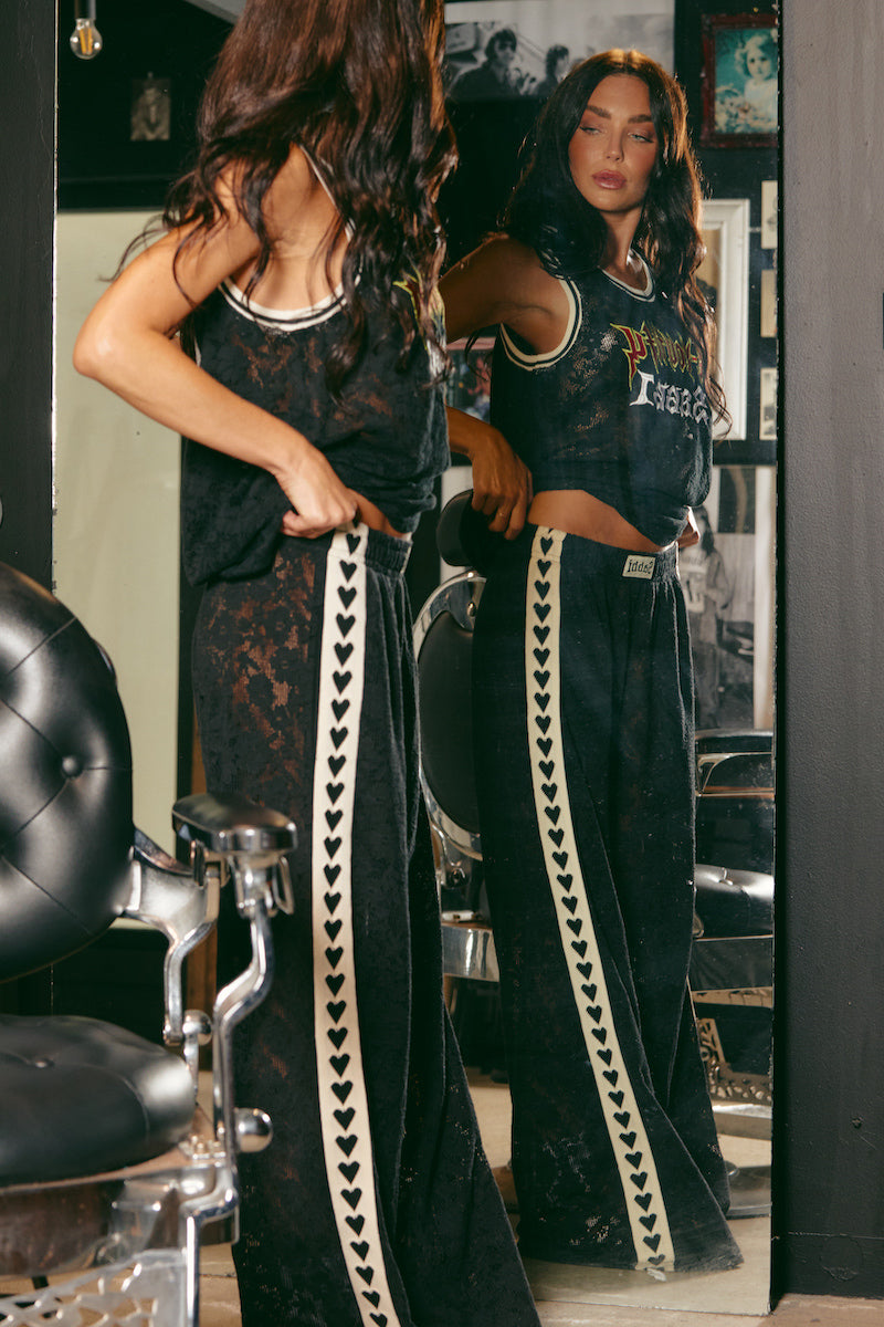 Raving Hearts Lace Pants, Black