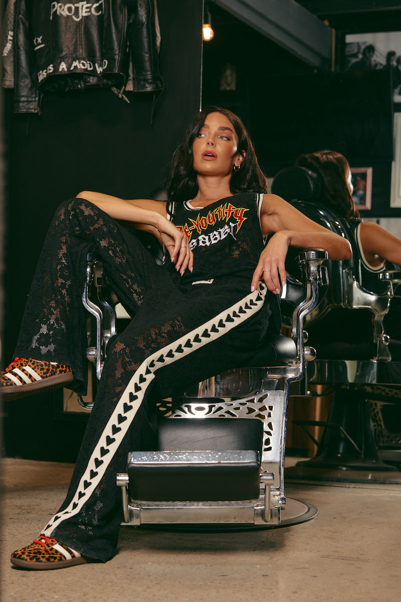 Raving Hearts Lace Pants, Black