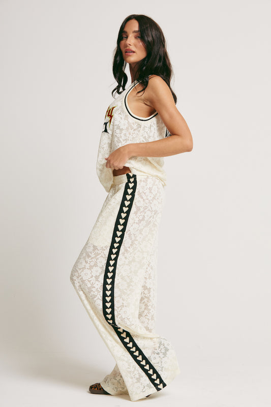 Raving Hearts Lace Pants, Cream