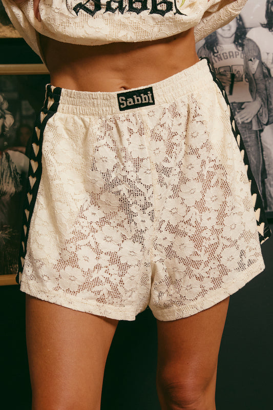 Lace Boxer Shorts, Cream