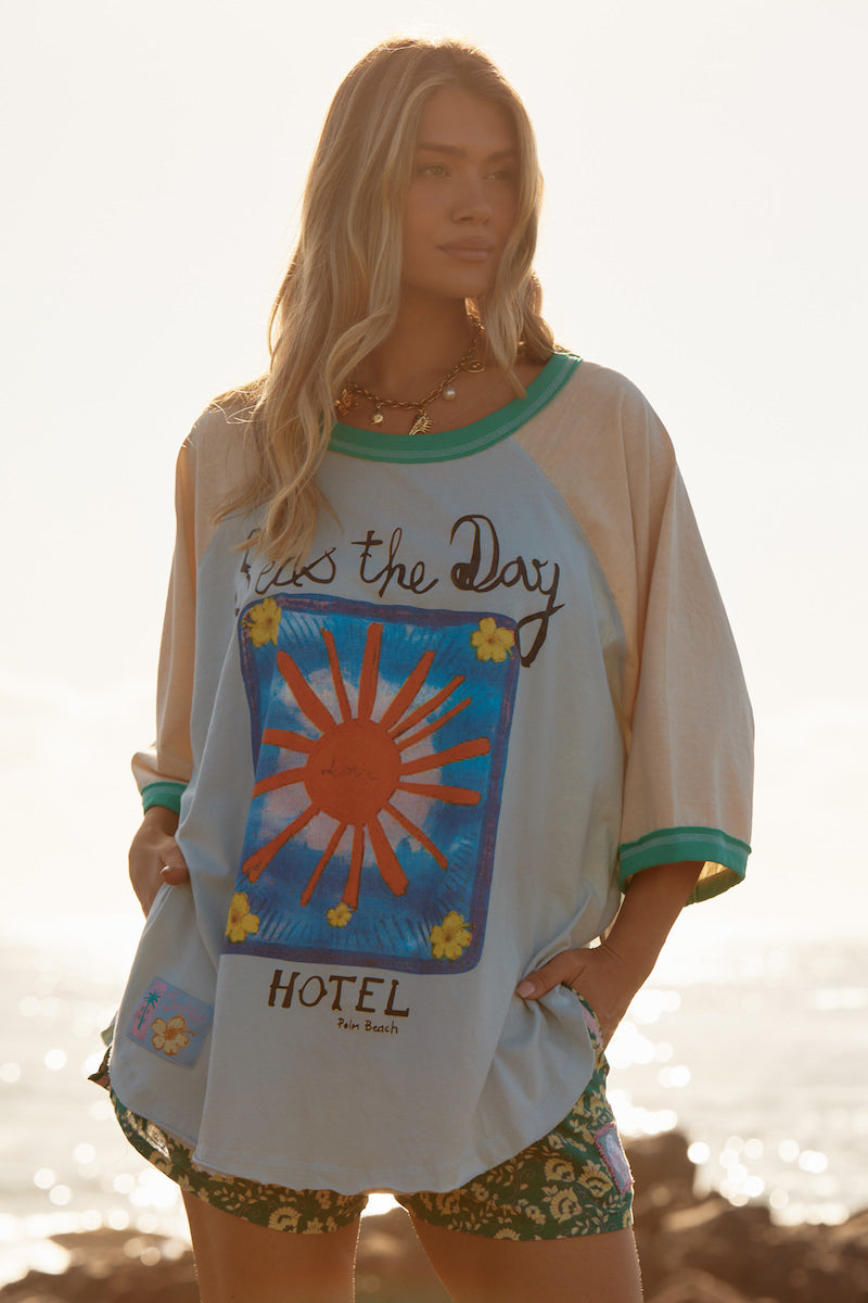 The Seas the Day Raglan Tee, Sky