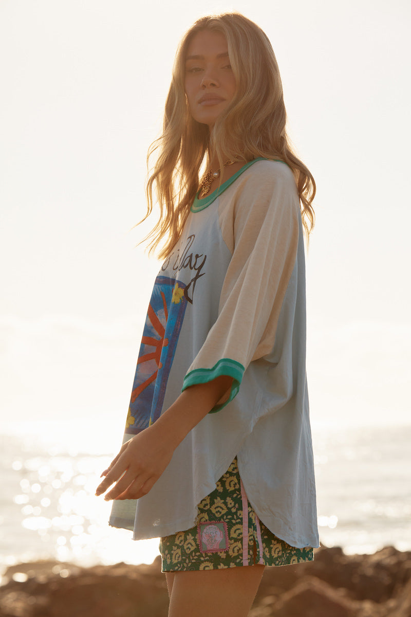 The Seas the Day Raglan Tee, Sky