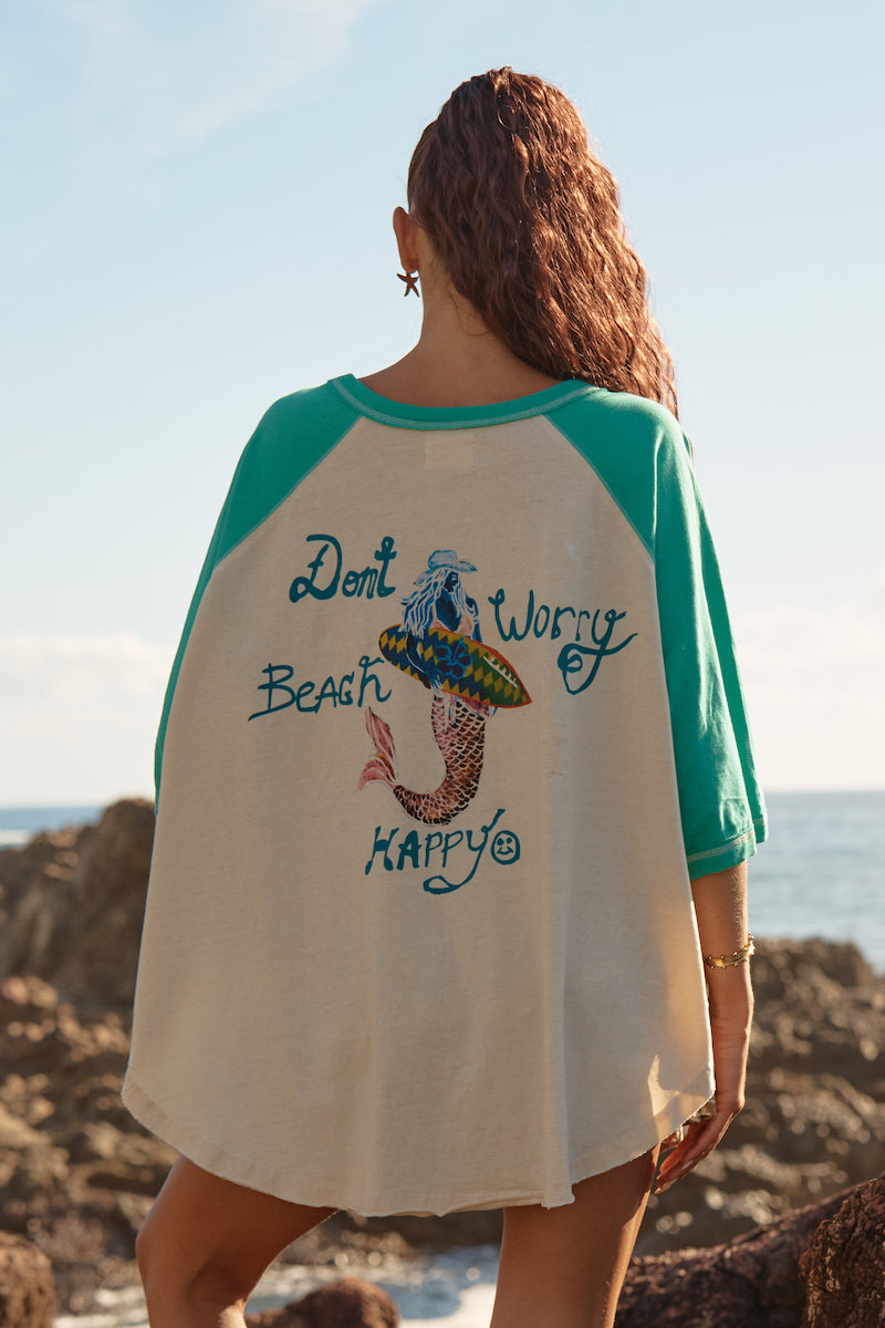 The Long Time No Sea Raglan Tee, Green