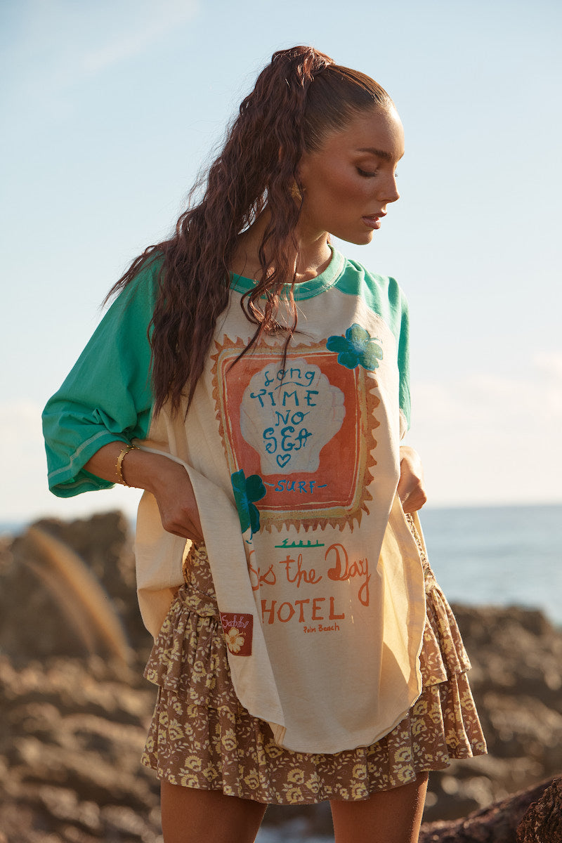 The Long Time No Sea Raglan Tee, Green