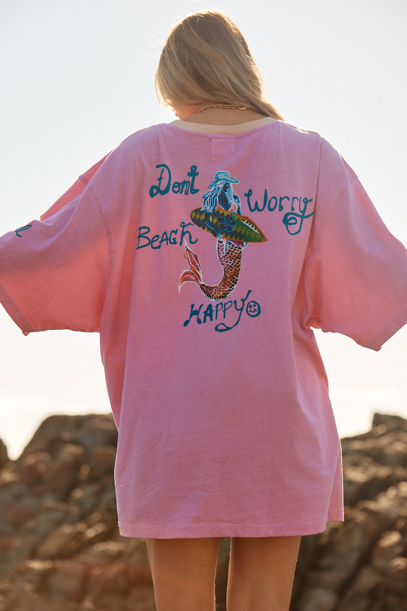 The Oversize Seas the Day Hotel Tee, Pink