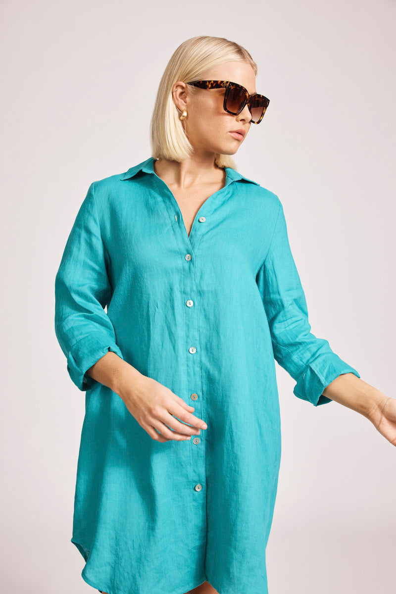Miramar Shirt Dress, Lagoon