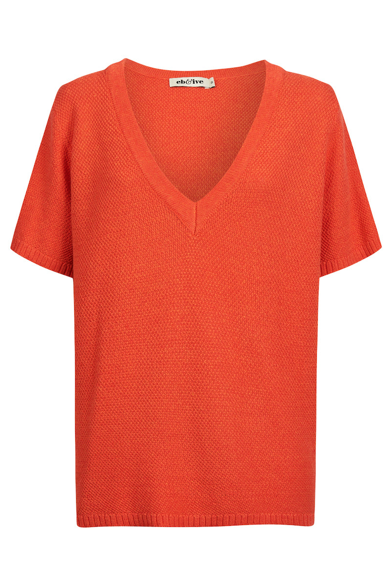 Artemis Knit Top, Coral