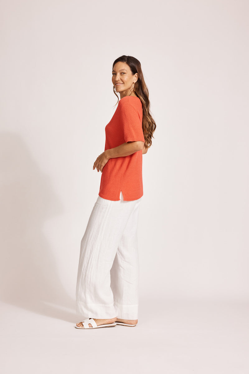 Artemis Knit Top, Coral
