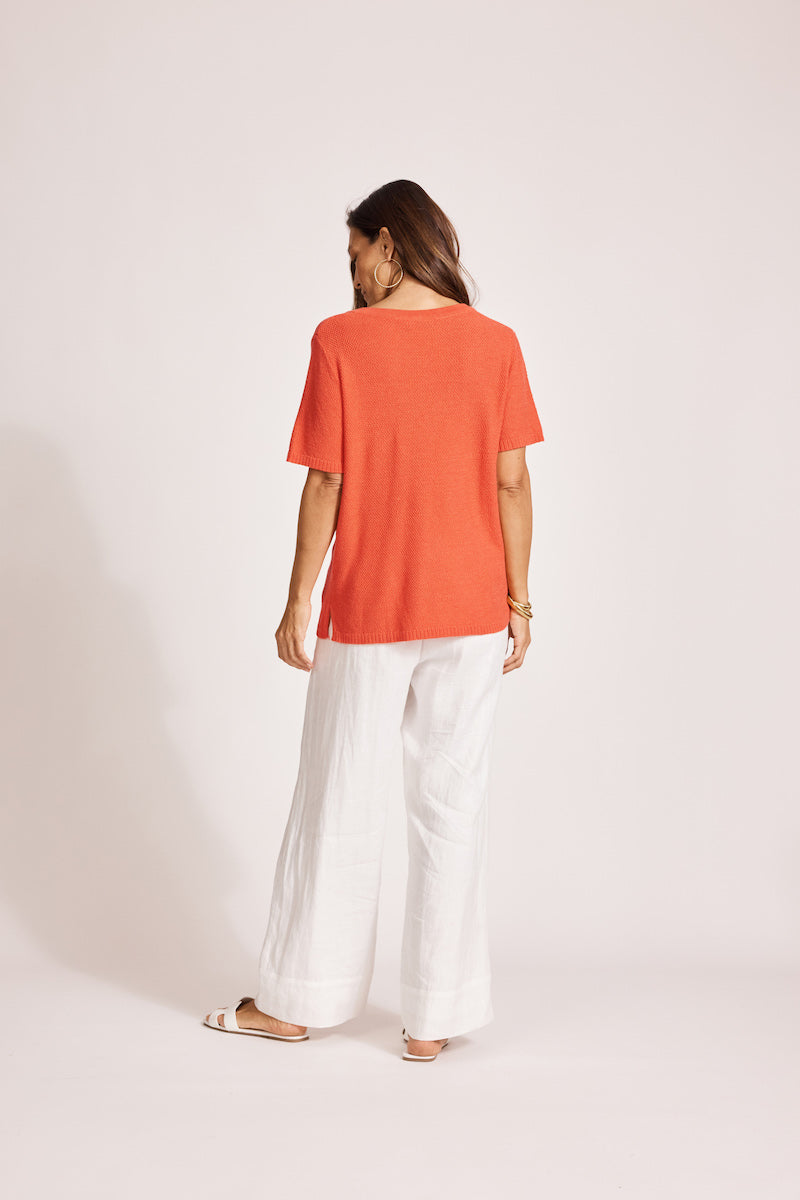 Artemis Knit Top, Coral