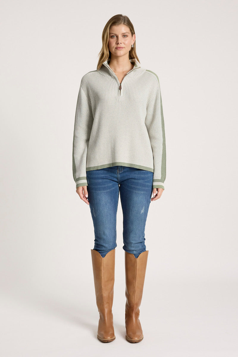 Liora Zip Jumper, Sage