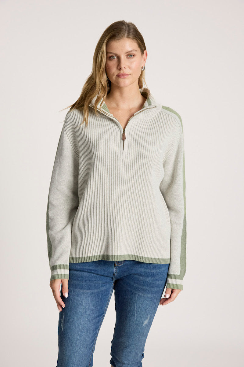 Liora Zip Jumper, Sage