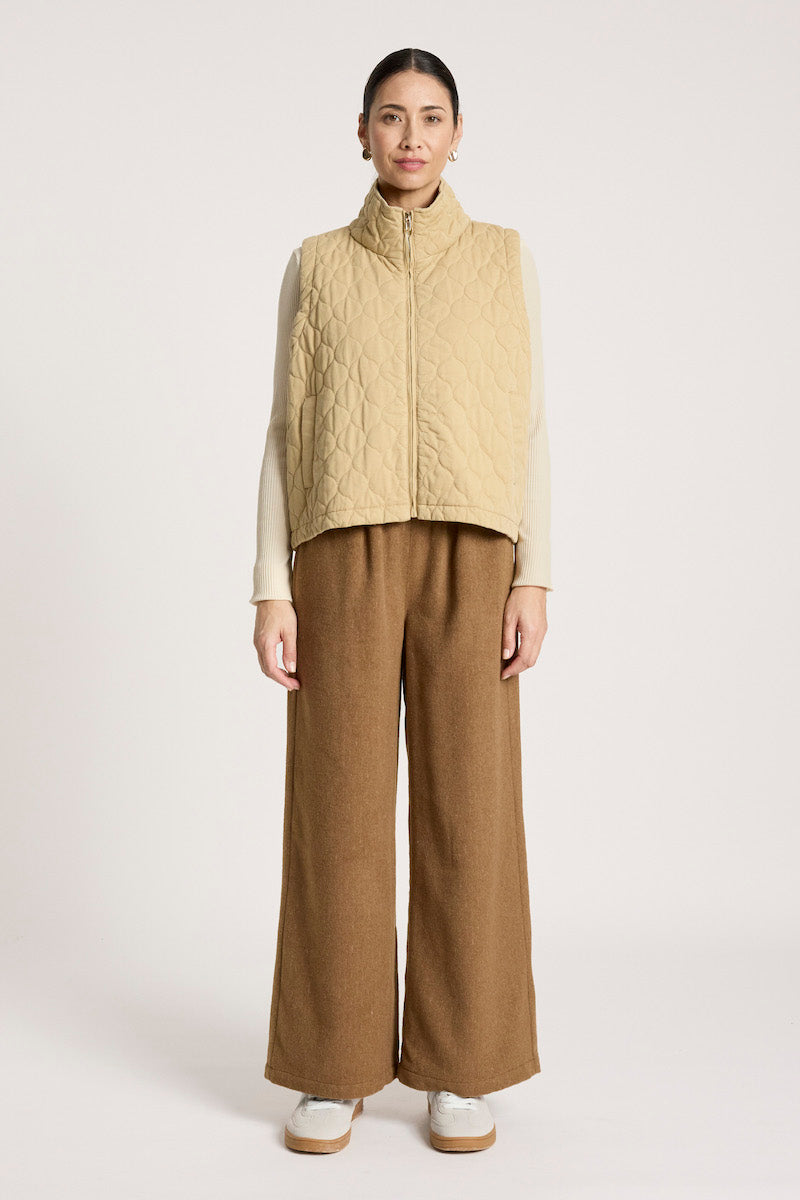 Sansi Quilted Crop Vest, Dune