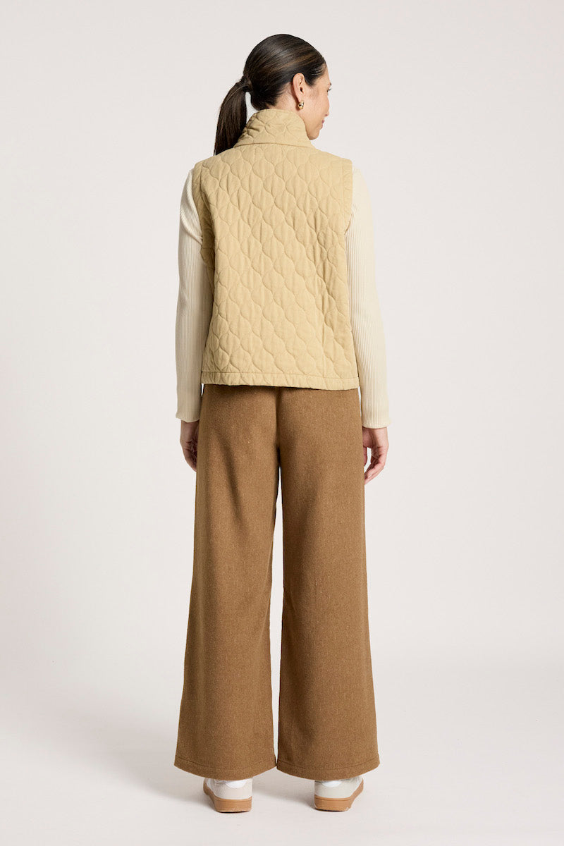 Sansi Quilted Crop Vest, Dune