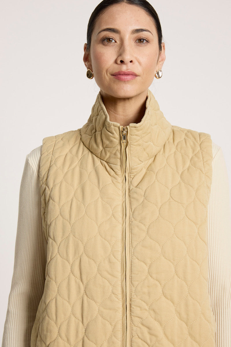 Sansi Quilted Crop Vest, Dune