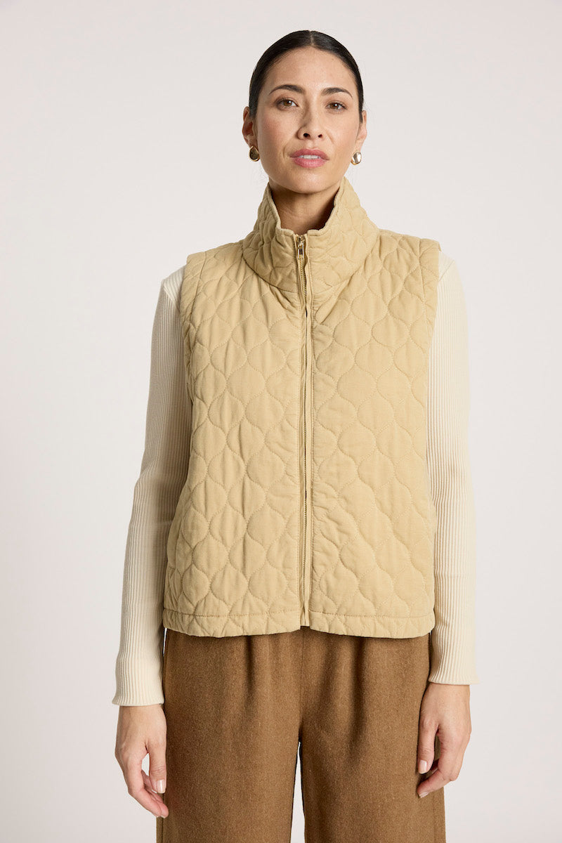 Sansi Quilted Crop Vest, Dune