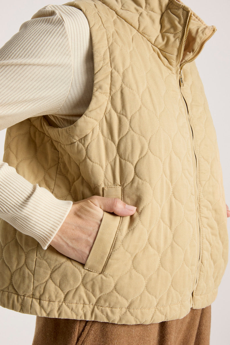 Sansi Quilted Crop Vest, Dune