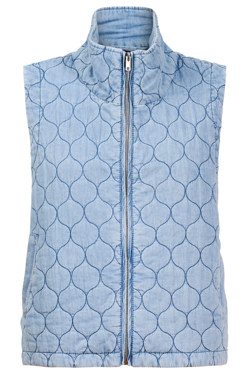 Sansi Quilted Crop Vest, Denim