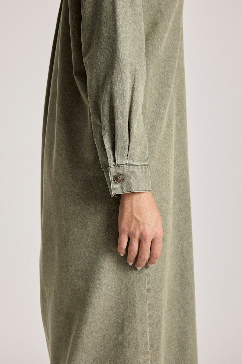 Bodhi Denim Shirt Dress, Olive