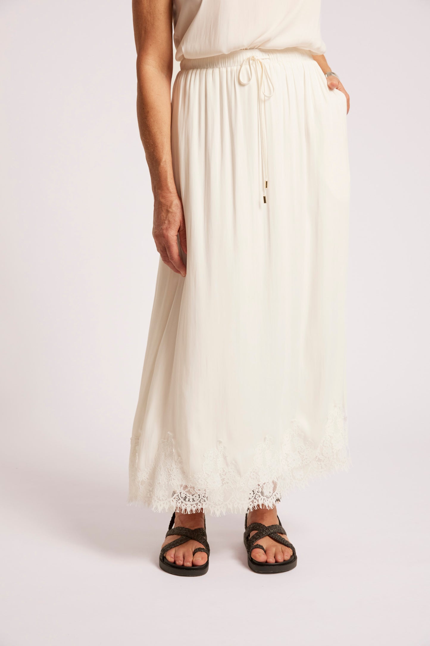 Drift Lace Skirt, White