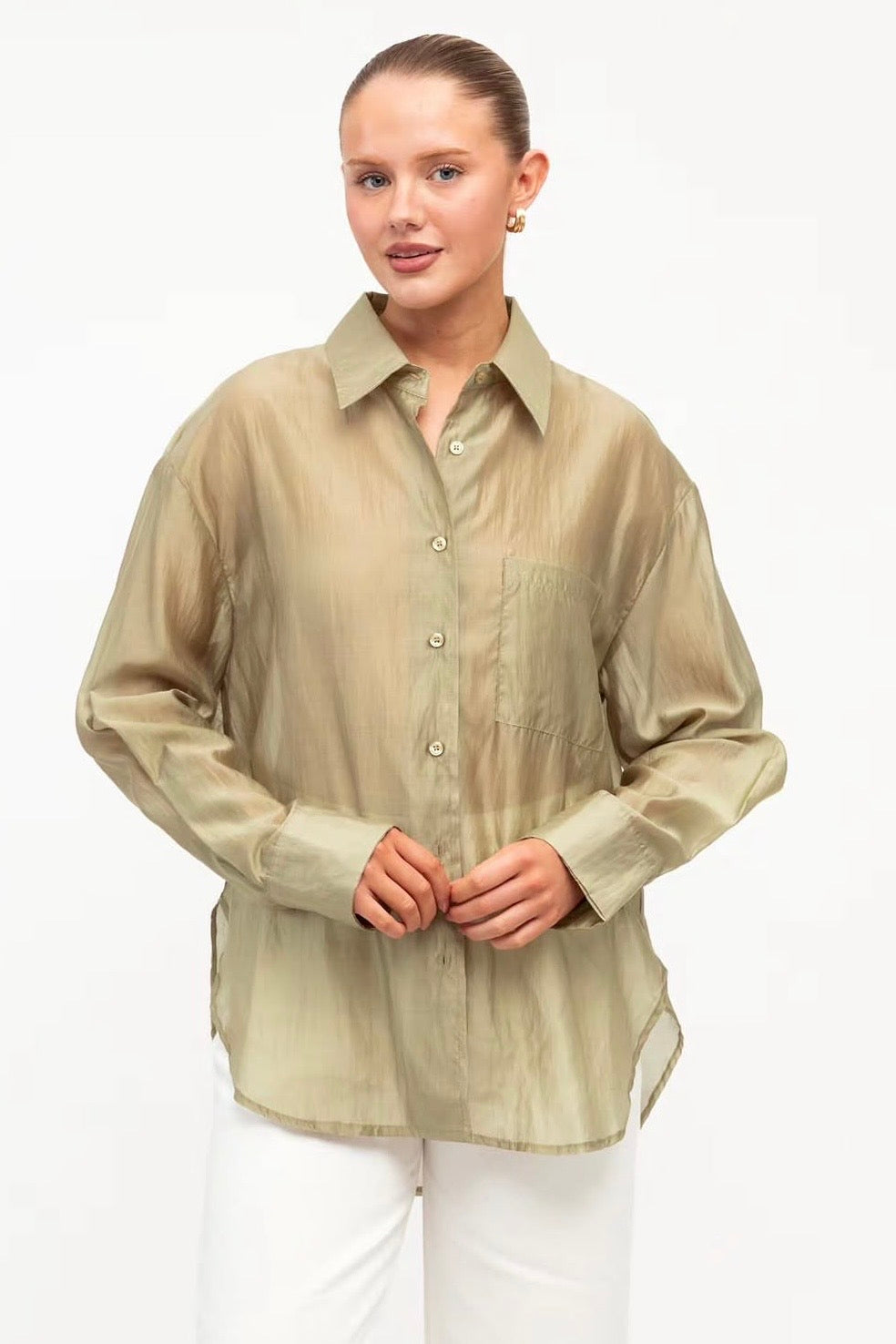 Jerry Sheer Shirt, Khaki