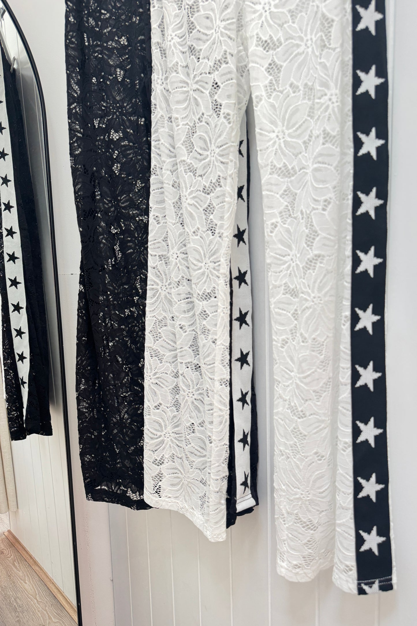 Star Lace Pants, White