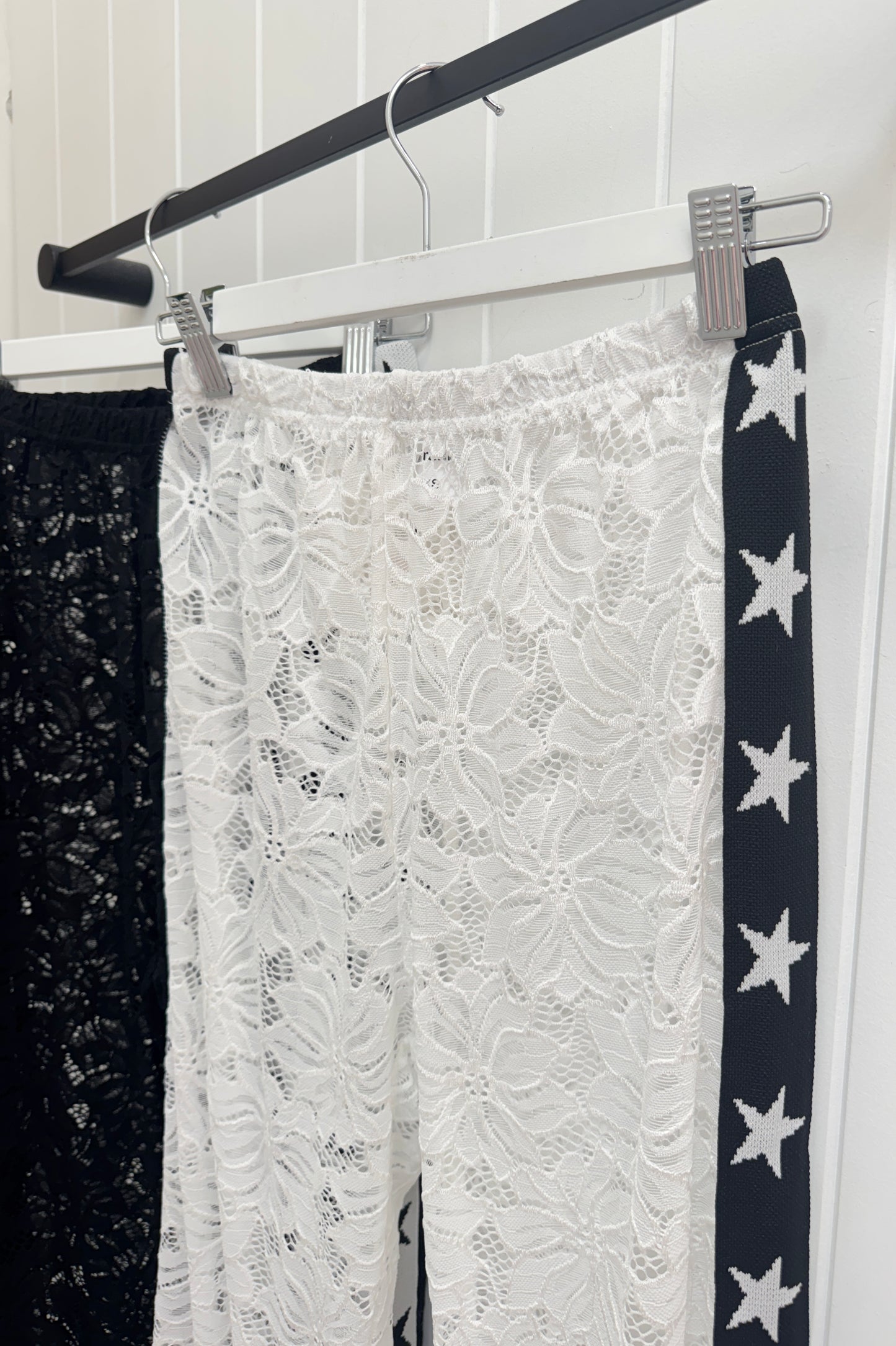 Star Lace Pants, White