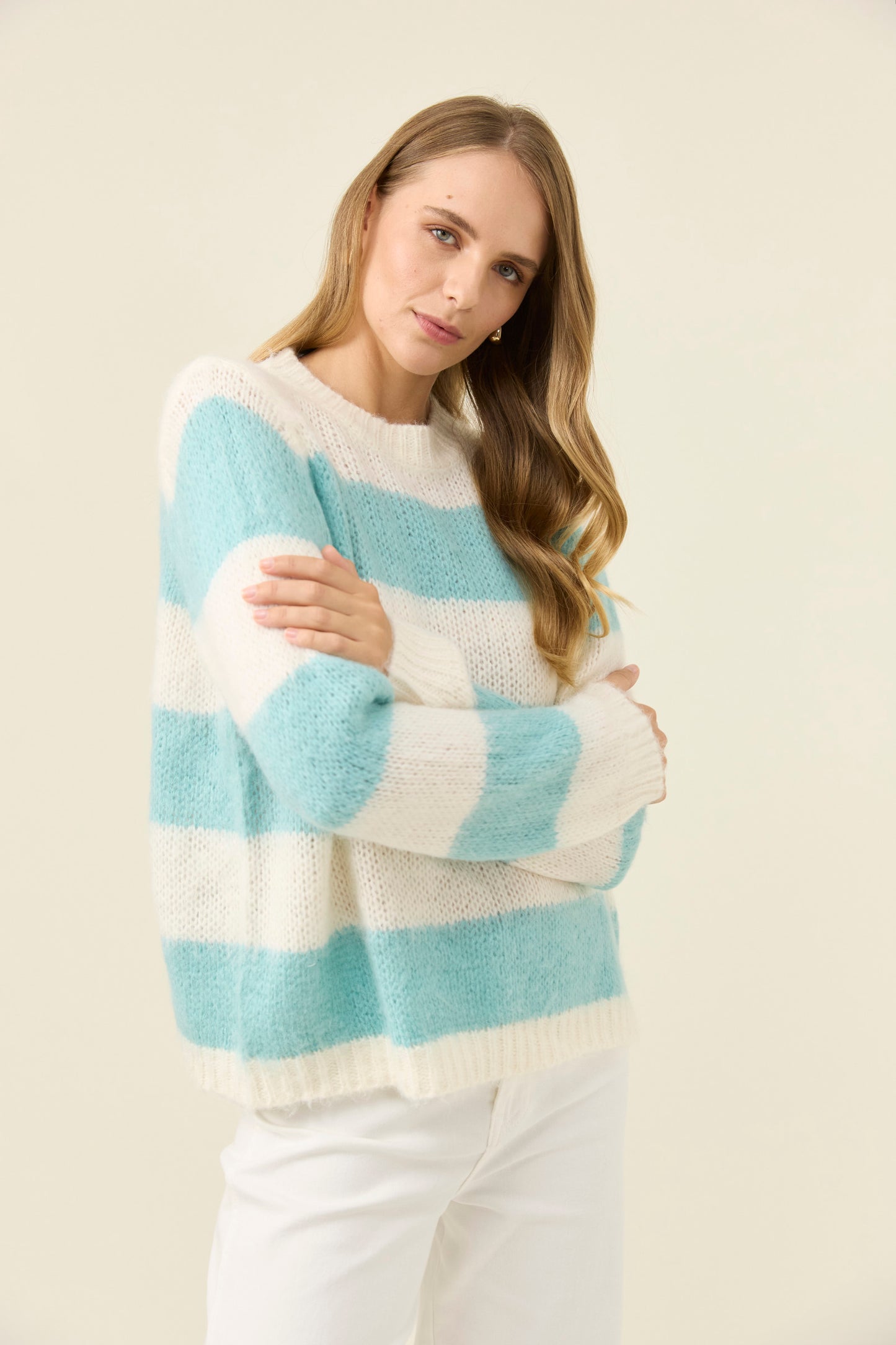 Pallas Stripe Jumper, Ice Blue