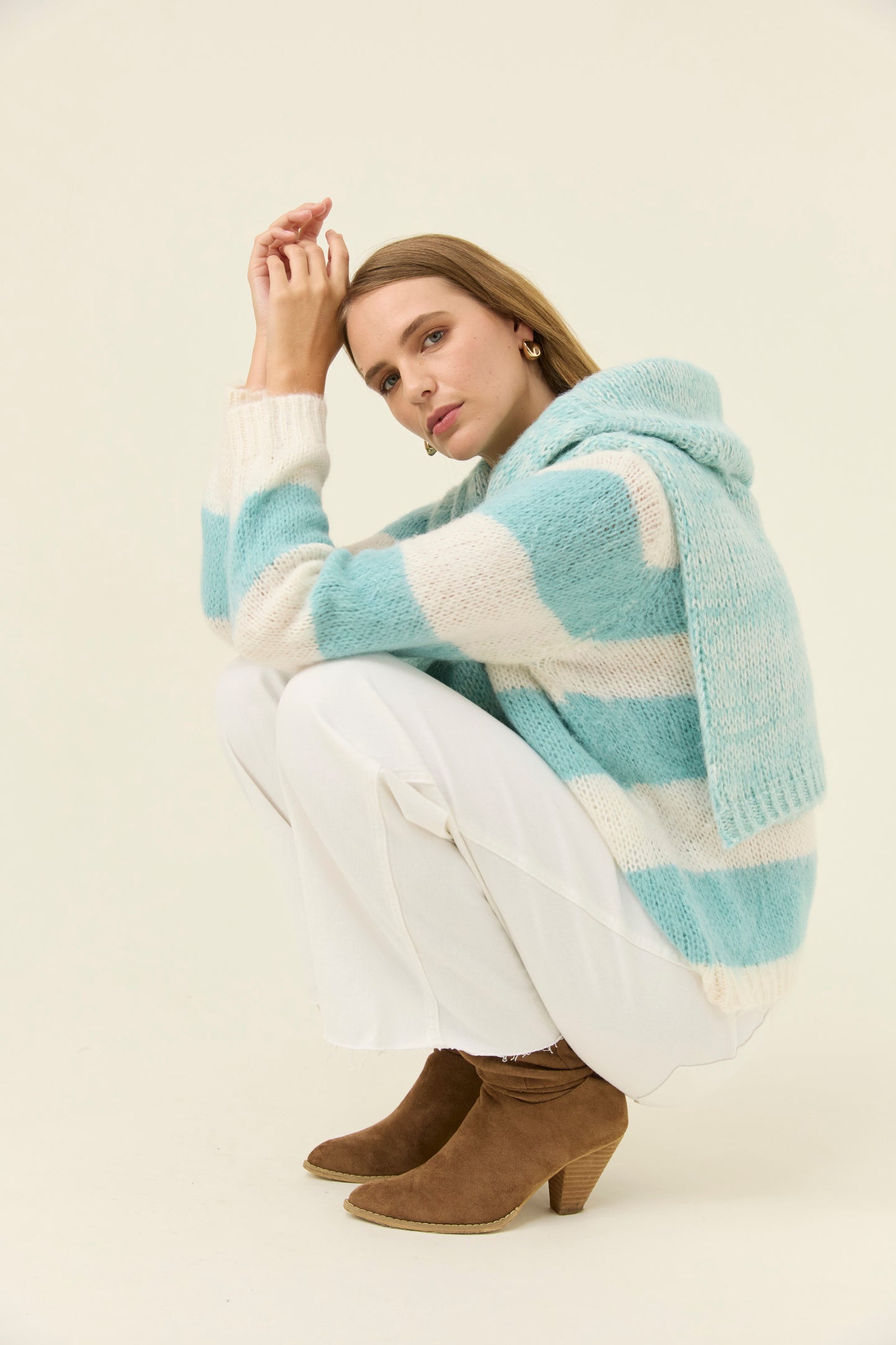 Pallas Stripe Jumper, Ice Blue
